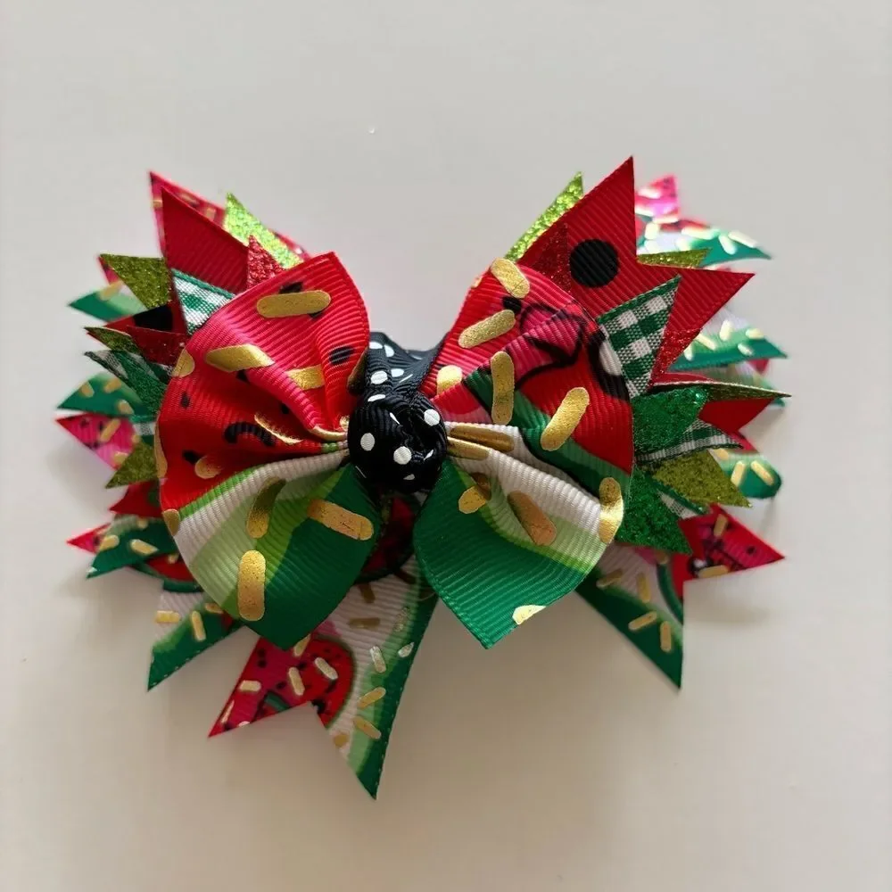 Christmas Hair Bows Barrettes Clips NEW SET OF 2‎